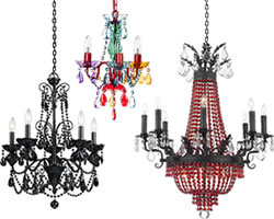 Black and Colored Crystal Chandeliers