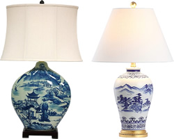Blue Willow and Blue and White Landscape Table Lamps