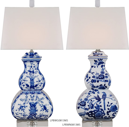 Blue White Chinoiserie Table Lamps, Small Blue And White Chinoiserie Lamp Shade