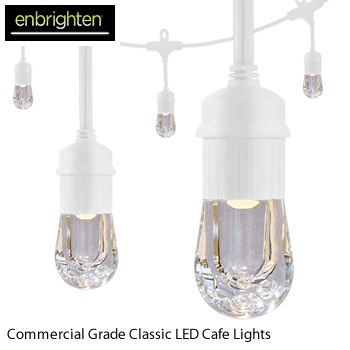 Enbrighten Classic LED Cafe Lights, 24 Bulbs, 48 ft. Black Cord