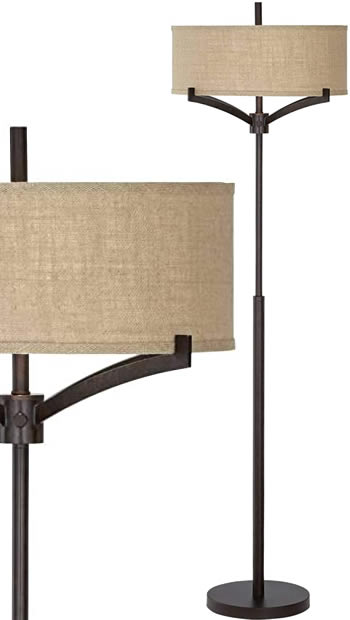 Rustic Farmhouse Floor Lamps Deep, Franklin Iron Works Tremont Floor Lamp With Burlap Shade