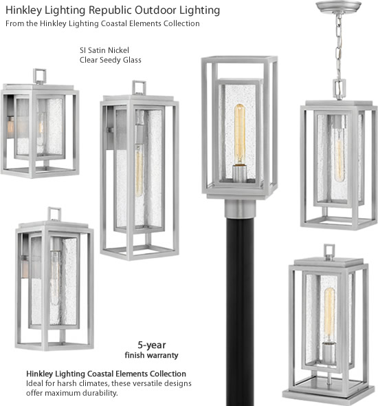 Hinkley Republic 1-Light Outdoor Light In Satin Nickel