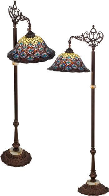 Art Deco And Floor Lamps, Franklin Iron Works Intertwined Lilies Floor Lamp