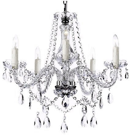 Clearance Saint Mossi 20150603001 5-Light Crystal Chandelier - Small Antique Reproduction Crystal Chandeliers - Deep Discount Lighting