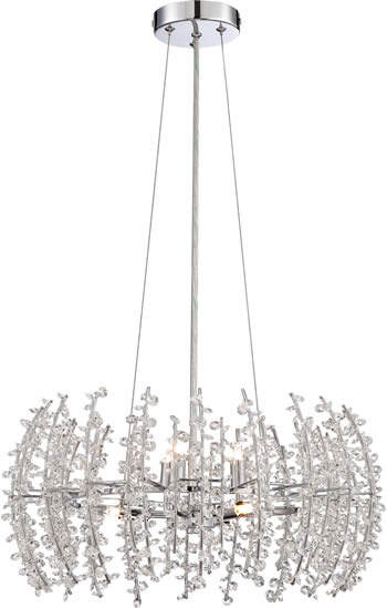 VLA2820C Crystal Pendant from Quoizel Valla Collection - Modern Chrome and Crystal Pendants in three sizes
Dimmable LED, included