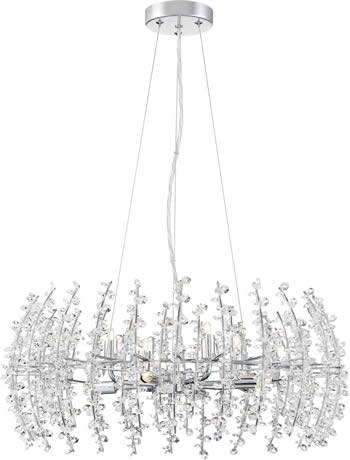 VLA2823C Crystal Pendant from Quoizel Valla Collection - Modern Chrome and Crystal Pendants in three sizes
Dimmable LED, included